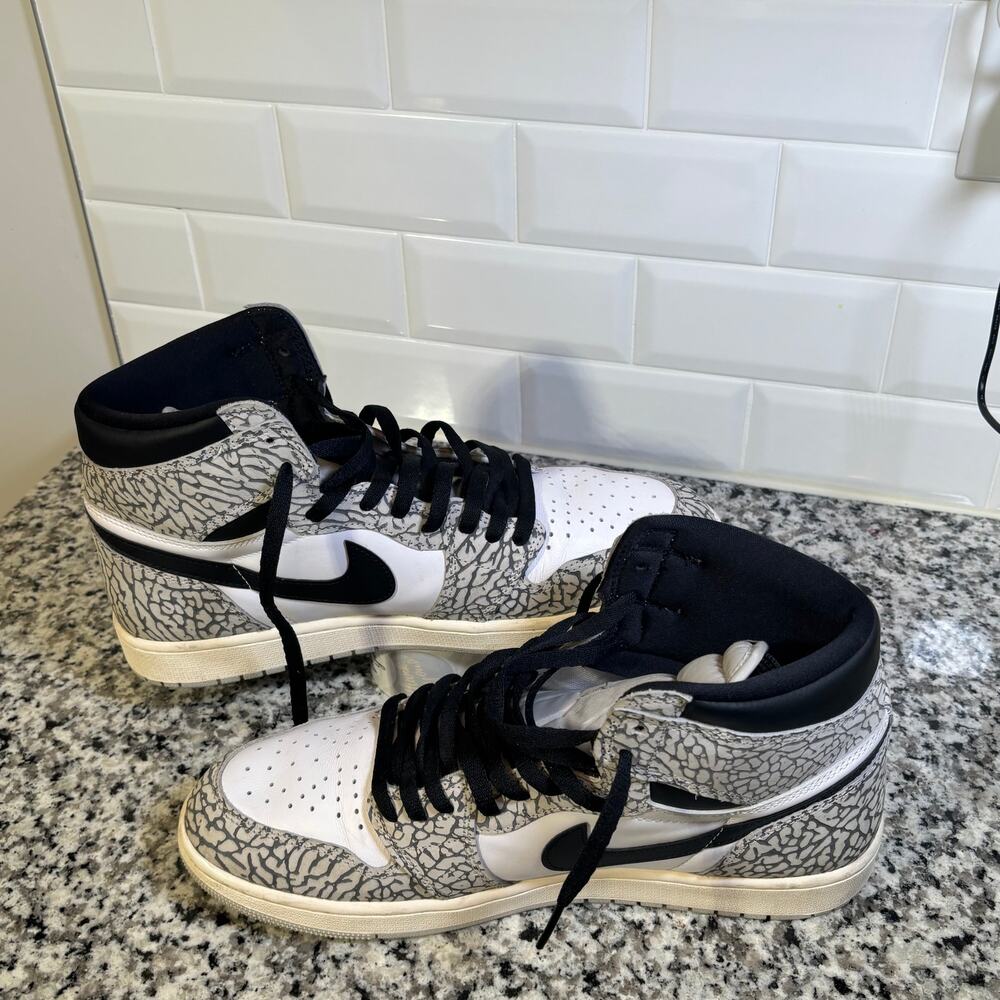 Nike Air Jordan 1 Mid Elephant Print Black White DZ5485-052 Men’s Size 12 - Picture 2 of 10